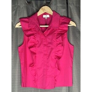 Socialite Small Pink Ruffle Sleeveless Button Front Top New with tags